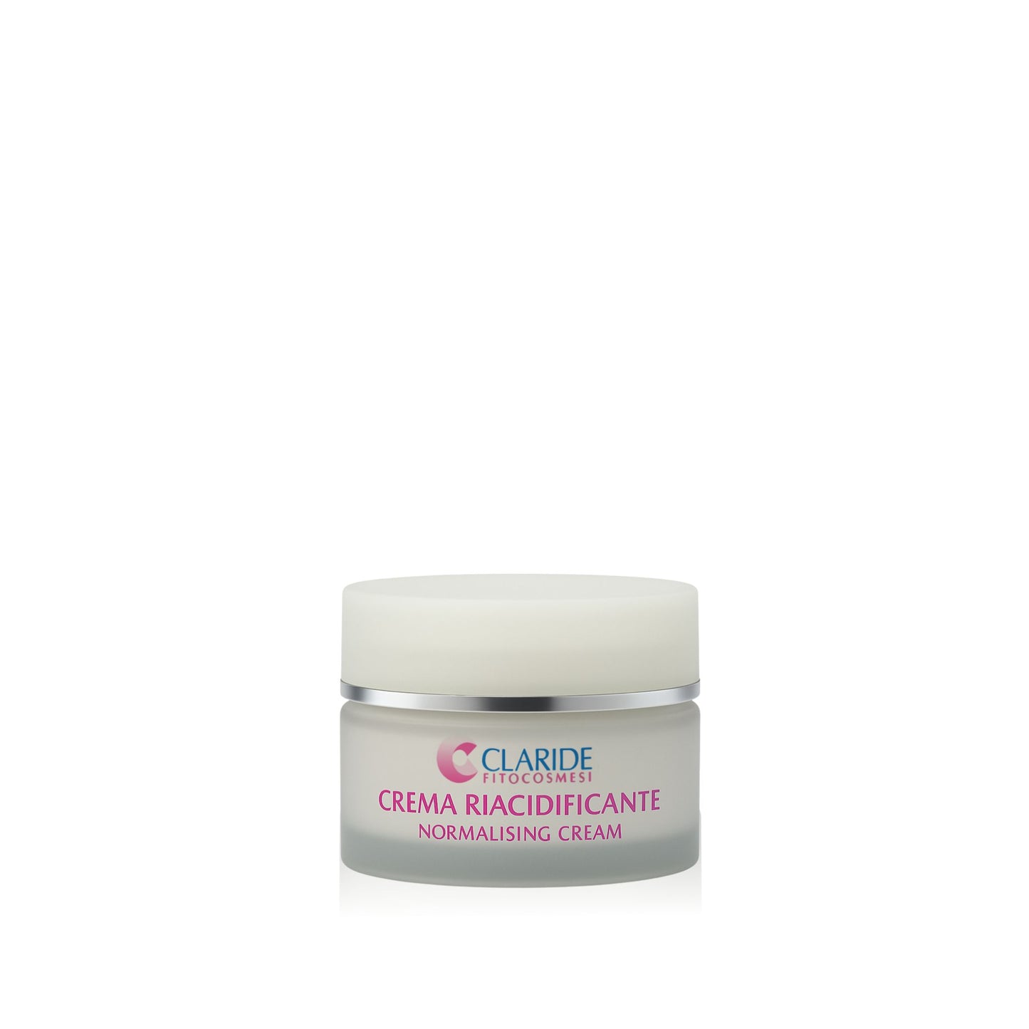 Vaso della Crema Riacidificante lenitiva Claride Fitocosmesi da 50 ml per pelli sensibili, con Pantenolo e Camomilla. Ideale per riequilibrare il pH e come dopobarba.