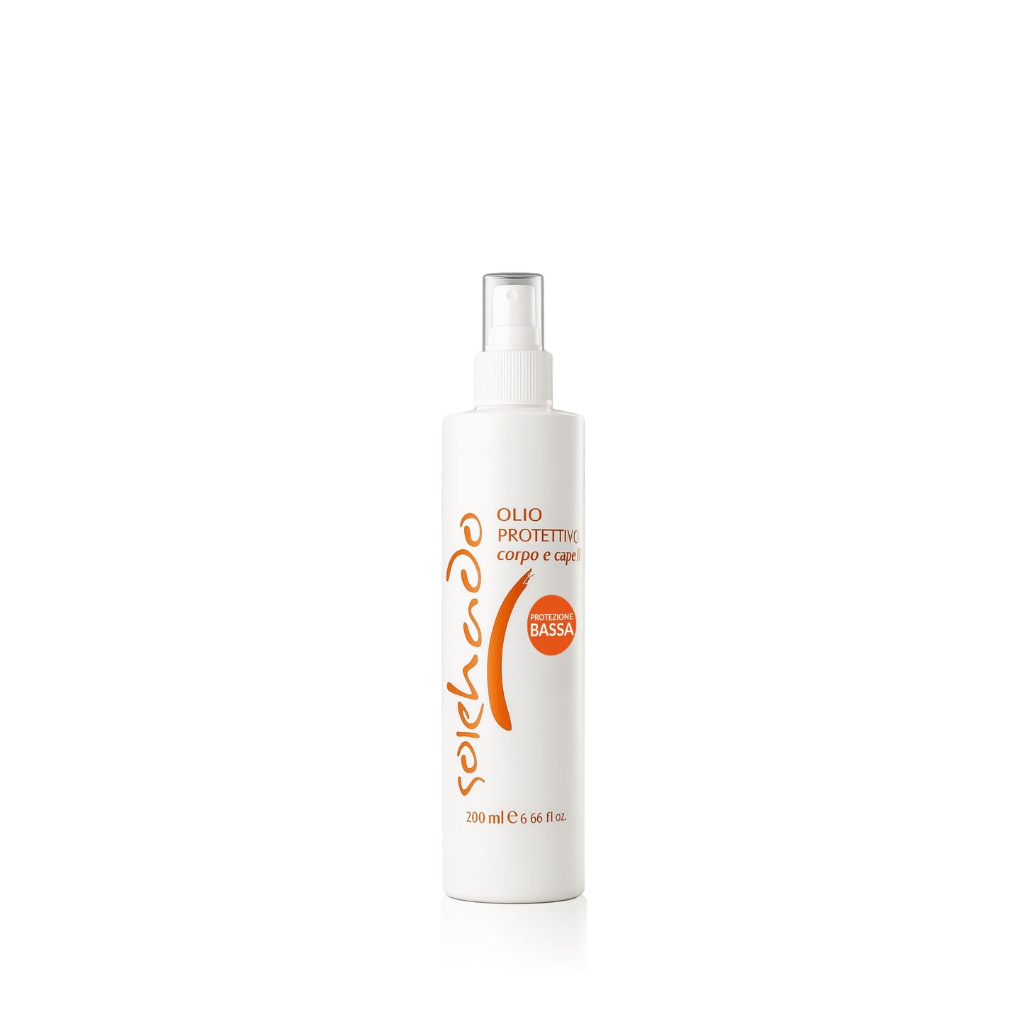 Olio Protettivo Solehado per corpo e capelli con protezione bassa, flacone spray da 200ml