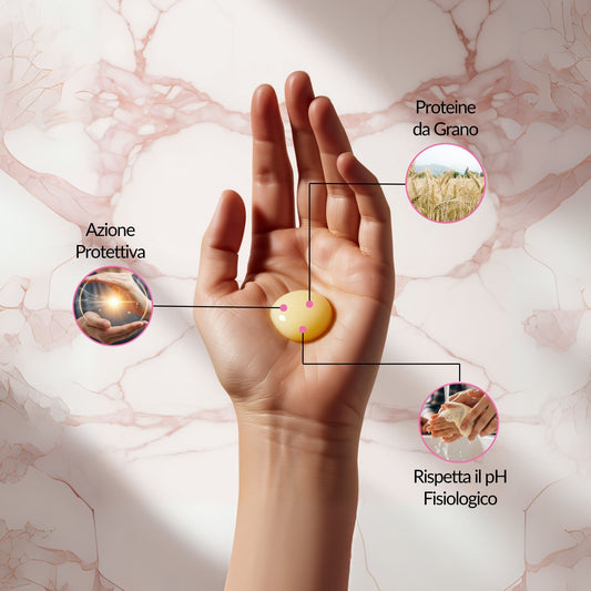 Sapone fluido delicato per viso e mani con proteine del grano di Claride Fitocosmesi, ad azione protettiva e pH fisiologico.