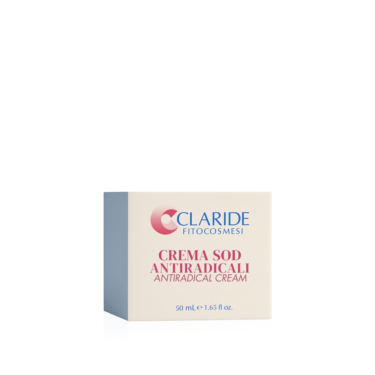 Scatola della crema SOD antiradicali di Claride FitoCosmesi, trattamento antiossidante per il viso.