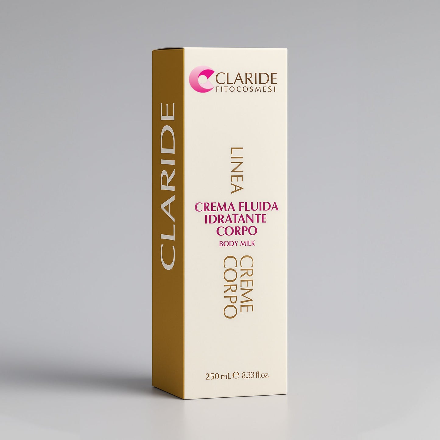 Scatola della Crema Fluida Idratante Corpo Claride Fitocosmesi da 250 ml.