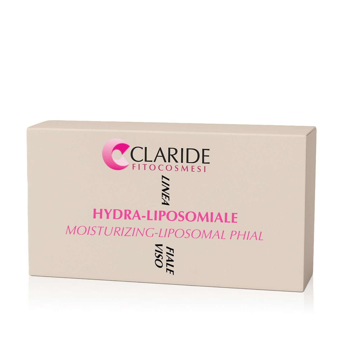 Scatola delle Fiale Viso Hydra-Liposomiale di Claride Fitocosmesi, trattamento idratante intensivo per pelli secche e disidratate.