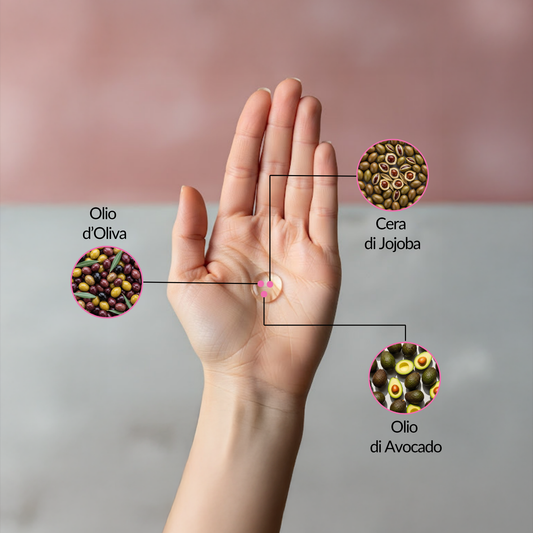 Infografica degli ingredienti del Siero Liftante Claride con Olio d'Oliva, Cera di Jojoba e Olio di Avocado.