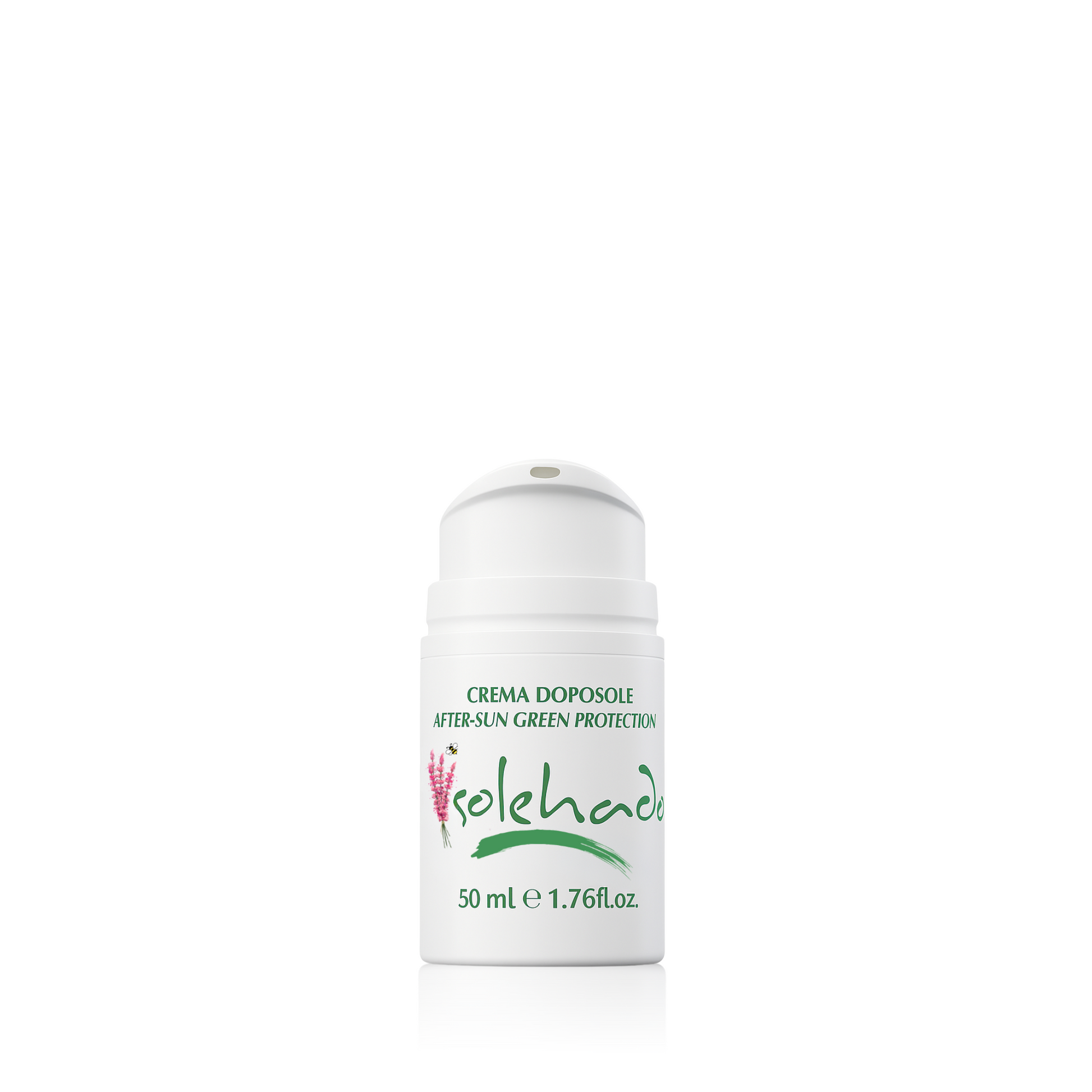Crema doposole lenitiva per il viso Solehado, in flacone airless da 50ml.