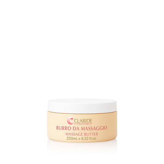 Vasetto di Burro da Massaggio Corpo Elasticizzante Claride Fitocosmesi con Burro di Karitè e Olio di Mandorla, ideale per pelli secche.