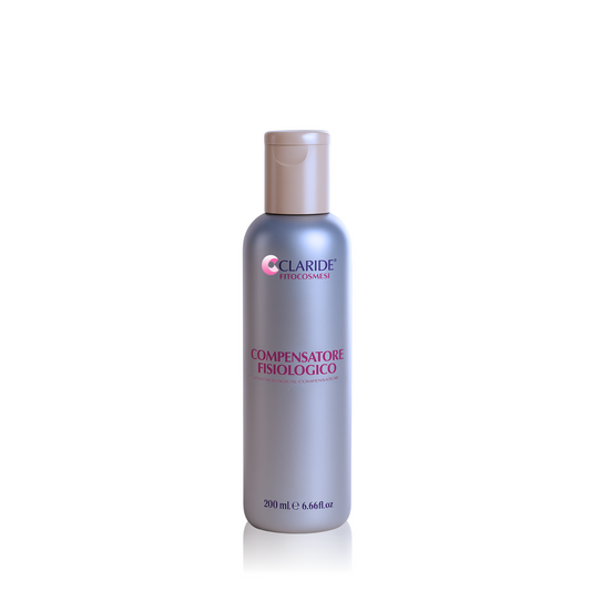 Flacone di Compensatore Fisiologico viso di Claride fitocosmesi da 200 ml su sfondo bianco.