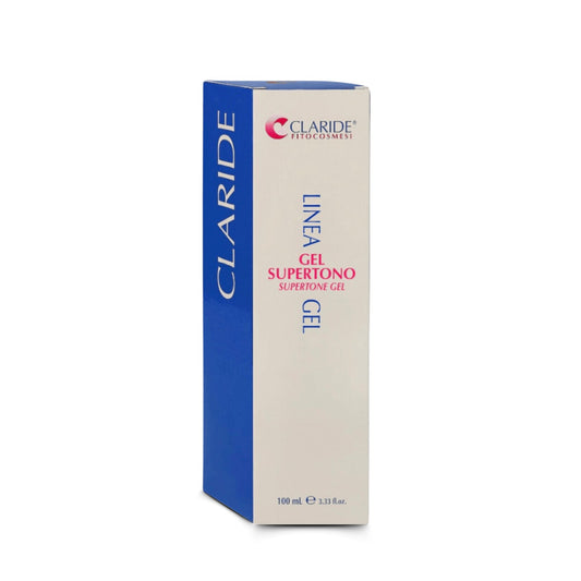 Confezione del Gel Super Tono di Claride Fitocosmesi, un gel corpo rinfrescante con Aloe e Menta per una pelle più elastica e compatta.