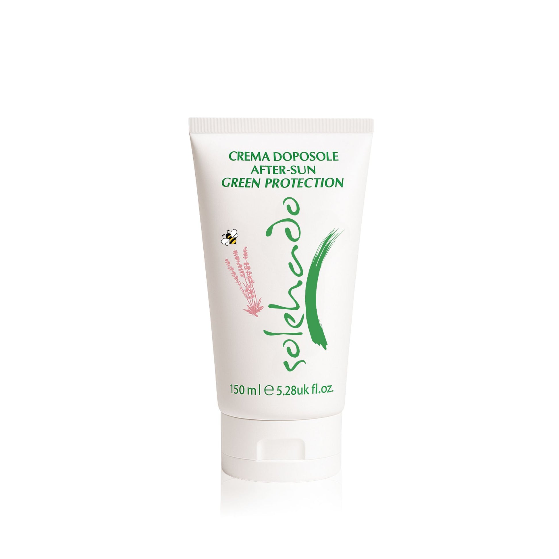 Crema doposole Solehado Green Protection in tubo formato famiglia da 150 ml, ideale per l'idratazione della pelle dopo il sole.