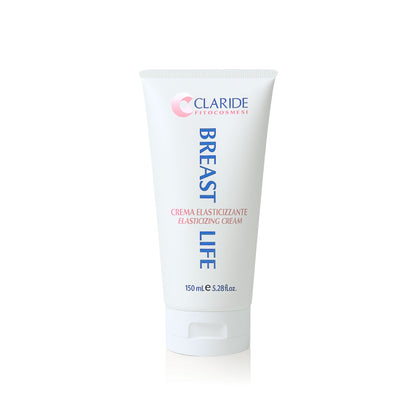 Tubo della crema seno Breast Life di Claride Fitocosmesi da 150 ml, un trattamento elasticizzante e rassodante con Acido Ialuronico per un effetto lifting.