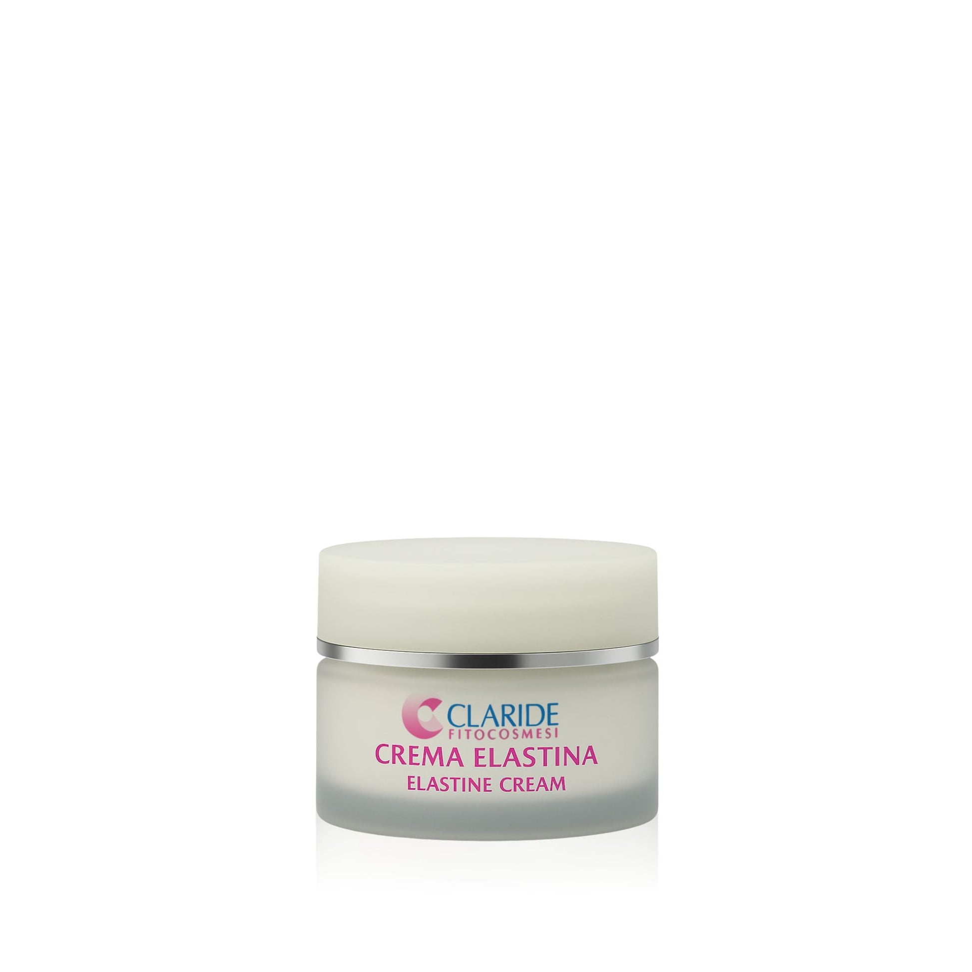 Vasetto da 50 ml della Crema Elastina Antirughe di Claride Fitocosmesi, trattamento nutriente con burro di karitè per pelli secche, mature e con couperose.