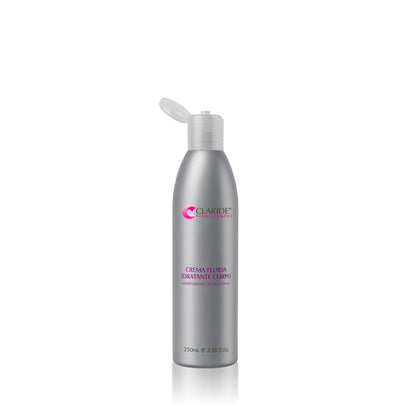 Crema Fluida Idratante Corpo Claride fitocosmesi 250ml in flacone silver.