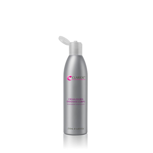 Crema Fluida Idratante Corpo Claride fitocosmesi 250ml in flacone silver.