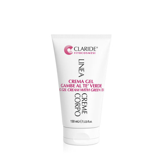 Tubo di Crema Gel Gambe al Tè Verde Claride Fitocosmesi da 150 ml, trattamento rinfrescante e defaticante per alleviare gonfiore e pesantezza.
