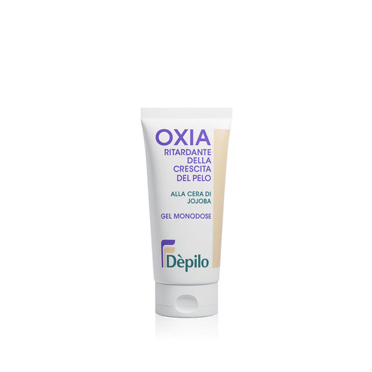 Tubo di Gel Oxia Dèpilo, crema ritardante alla Papaya per rallentare la crescita dei peli dopo la depilazione, ideale per pelli sensibili.