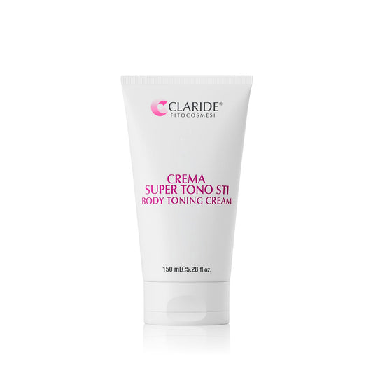 Tubo di Crema Corpo Claride Fitocosmesi Supertono STI Tonificante da 150 ml, ideale per rassodare ed elasticizzare la pelle con ingredienti naturali.