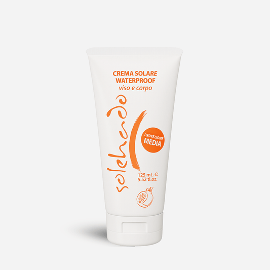 tubo bianco crema solare media protezione viso e corpo 175 mL WATERPROOF