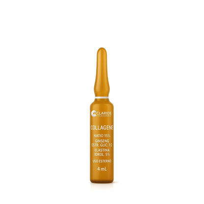Fiala monodose di Claride Fitocosmesi con collagene, elastina e ginseng per un trattamento ristrutturante e tonificante di viso e décolleté.