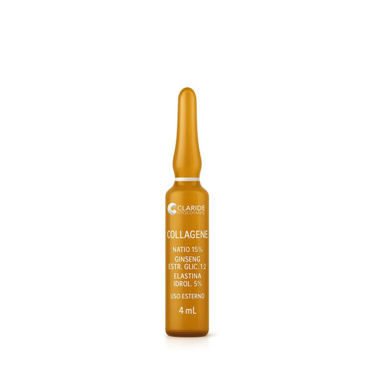 Fiala monodose di Claride Fitocosmesi con collagene, elastina e ginseng per un trattamento ristrutturante e tonificante di viso e décolleté.
