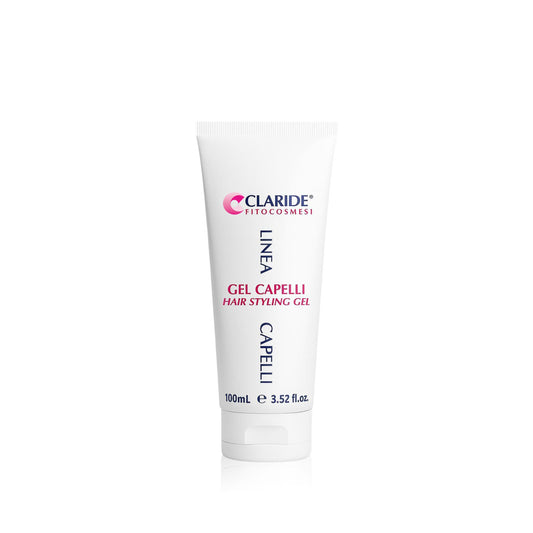 Tubo bianco da 100ml di Gel Capelli della Linea Capelli di Claride Fitocosmesi per lo styling e la definizione dell'acconciatura.