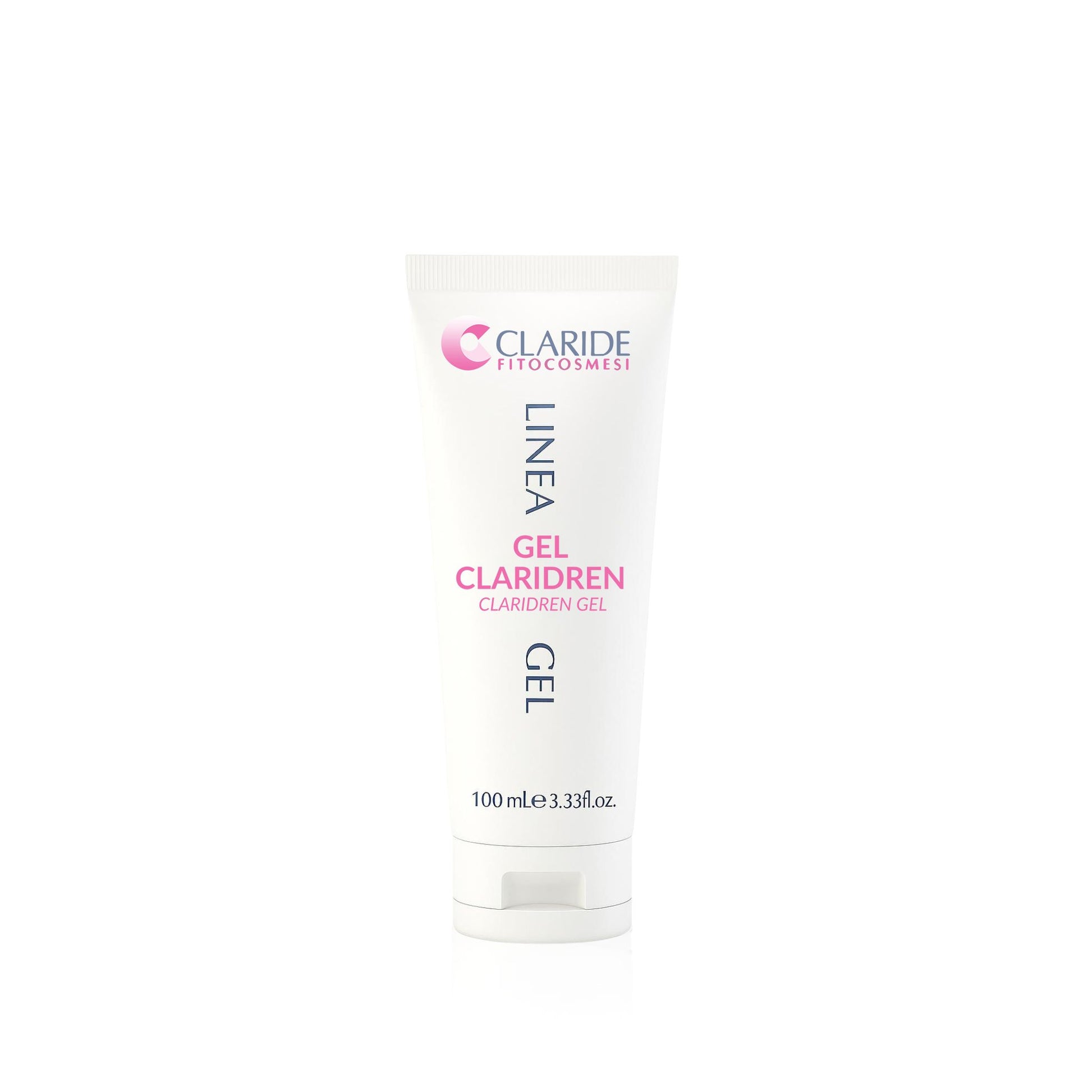 Immagine del prodotto Gel Claridren di Claride Fitocosmesi. Tubo bianco da 100 ml di gel corpo ad azione drenante e vasoprotettiva, con estratti di timo, per una pelle più tonica e luminosa.