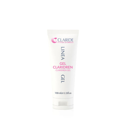Immagine del prodotto Gel Claridren di Claride Fitocosmesi. Tubo bianco da 100 ml di gel corpo ad azione drenante e vasoprotettiva, con estratti di timo, per una pelle più tonica e luminosa.