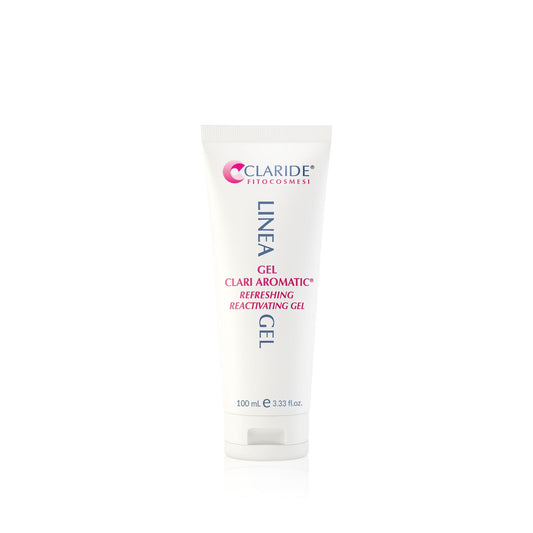 Tubo da 100 ml di Gel Clari Aromatic di Claride Fitocosmesi, con effetto crio sgonfiante al mentolo per riattivare la circolazione di gambe e caviglie.