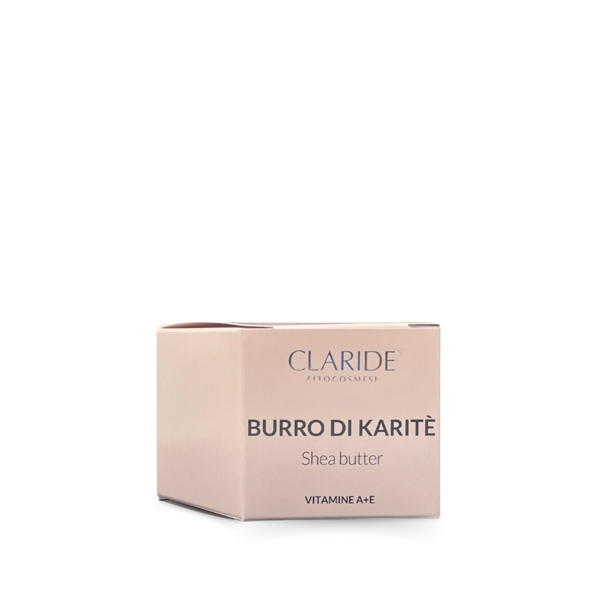Scatola della confezione del Burro di Karitè Claride Fitocosmesi, arricchito con Vitamine A+E