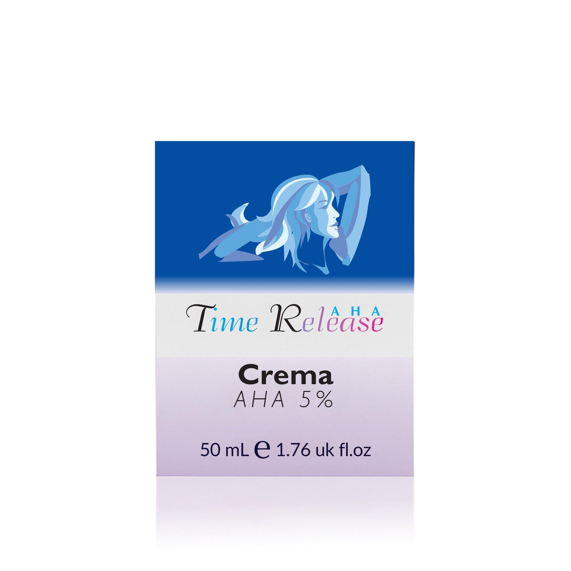 Confezione della Crema AHA 5% della linea Time Release, trattamento viso esfoliante e rinnovatore.