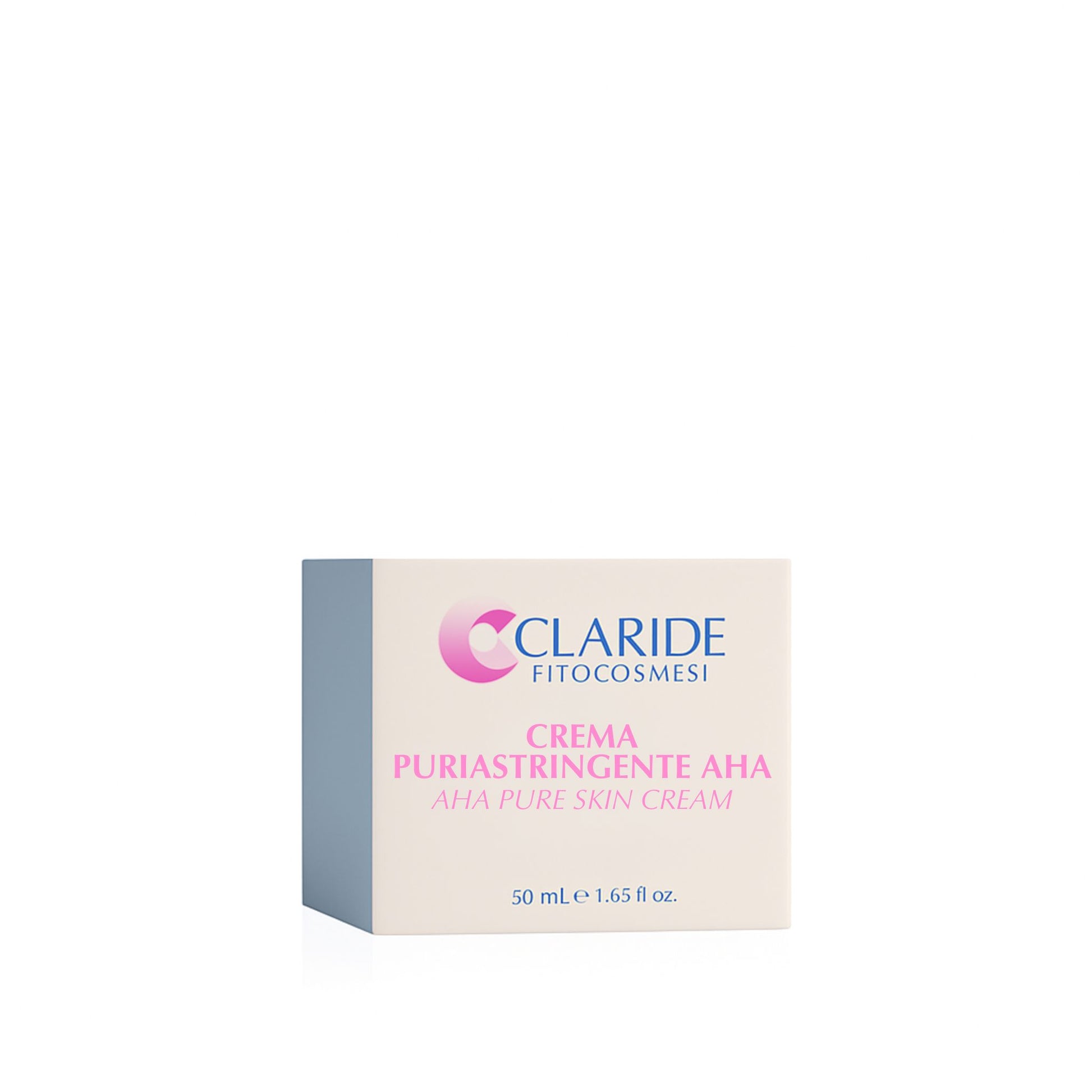 Scatola della crema viso puriastringente agli AHA di Claride Fitocosmesi.