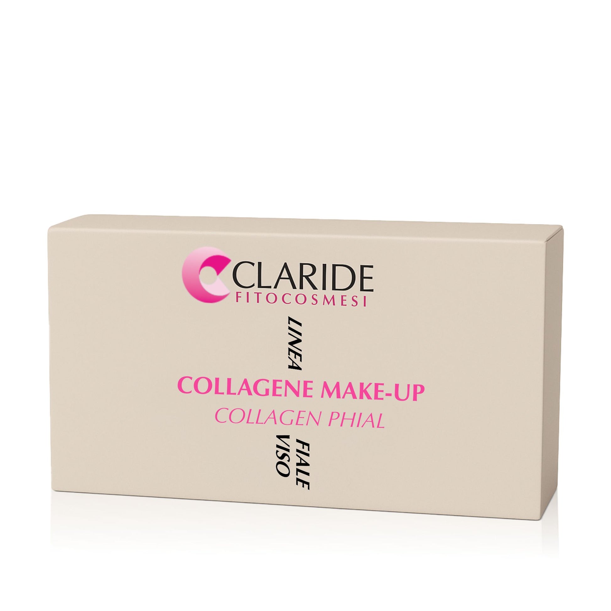 Scatola delle Fiale Viso Collagene Make-Up di Claride Fitocosmesi, trattamento levigante ideale come primer e base per il trucco.