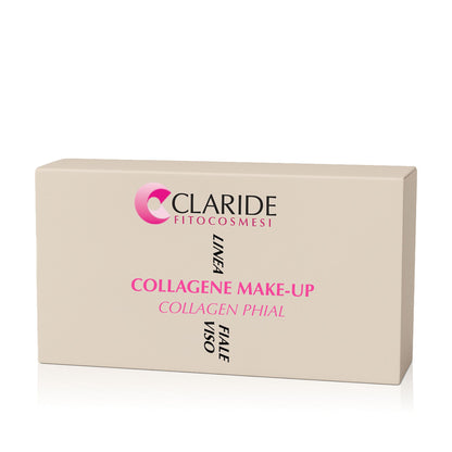 Scatola delle Fiale Viso Collagene Make-Up di Claride Fitocosmesi, trattamento levigante ideale come primer e base per il trucco.