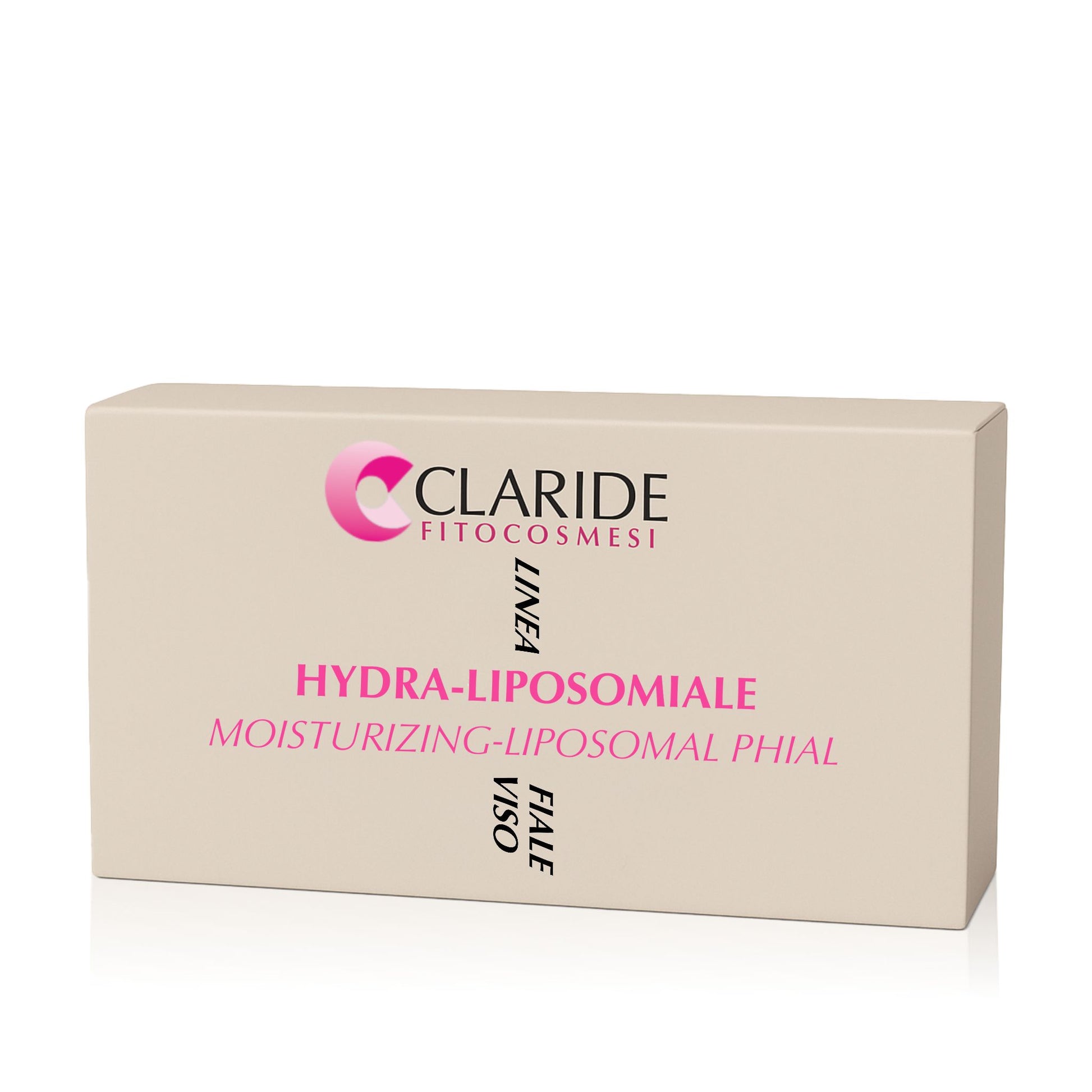 Scatola delle Fiale Viso Hydra-Liposomiale di Claride Fitocosmesi, trattamento idratante intensivo per pelli secche e disidratate.