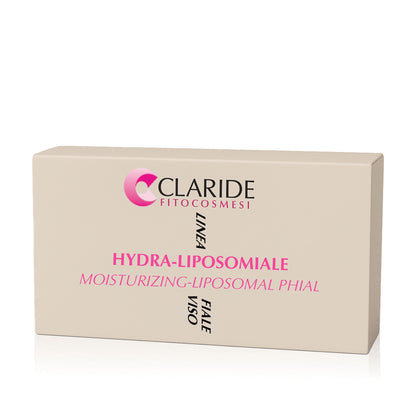 Scatola delle Fiale Viso Hydra-Liposomiale di Claride Fitocosmesi, trattamento idratante intensivo per pelli secche e disidratate.