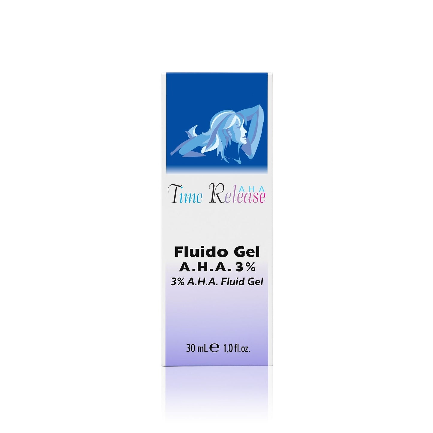 Scatola del Fluido Gel viso A.H.A. 3% Claride Fitocosmesi della linea Time Release, trattamento esfoliante da 30 ml